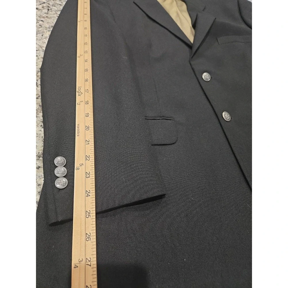 Stafford 42R Black Wool Blend Blazer Jacket Classic Business